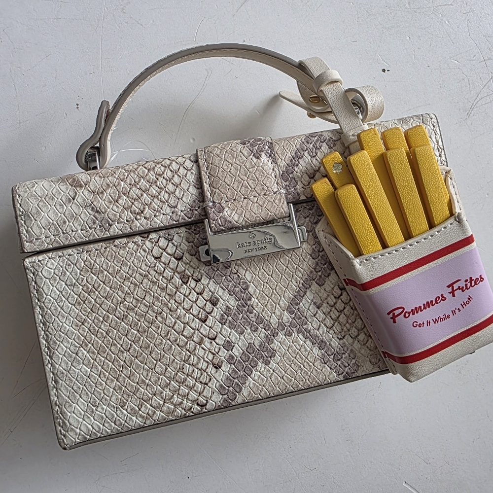 2 Pieces - Snake Vanity Bag With Charm French Fry